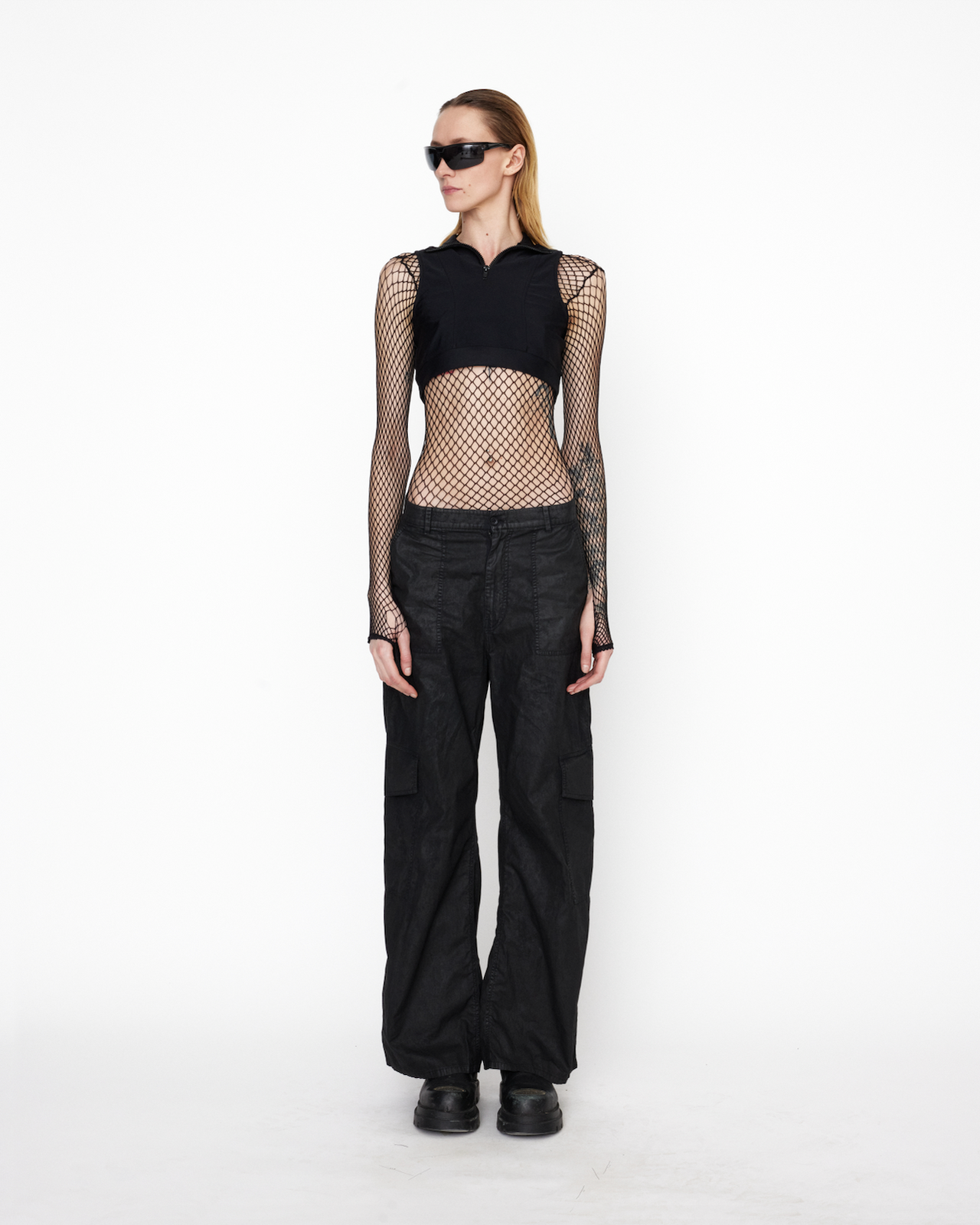 Gestructureerde vorm ritssluiting crop top - Editie 02