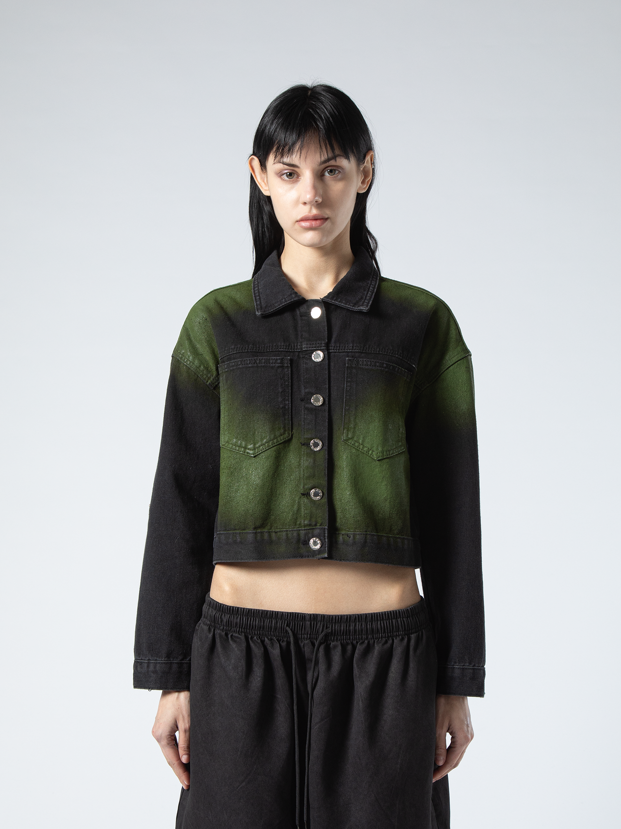 CROPPED GREEN DERMATEX JACKET