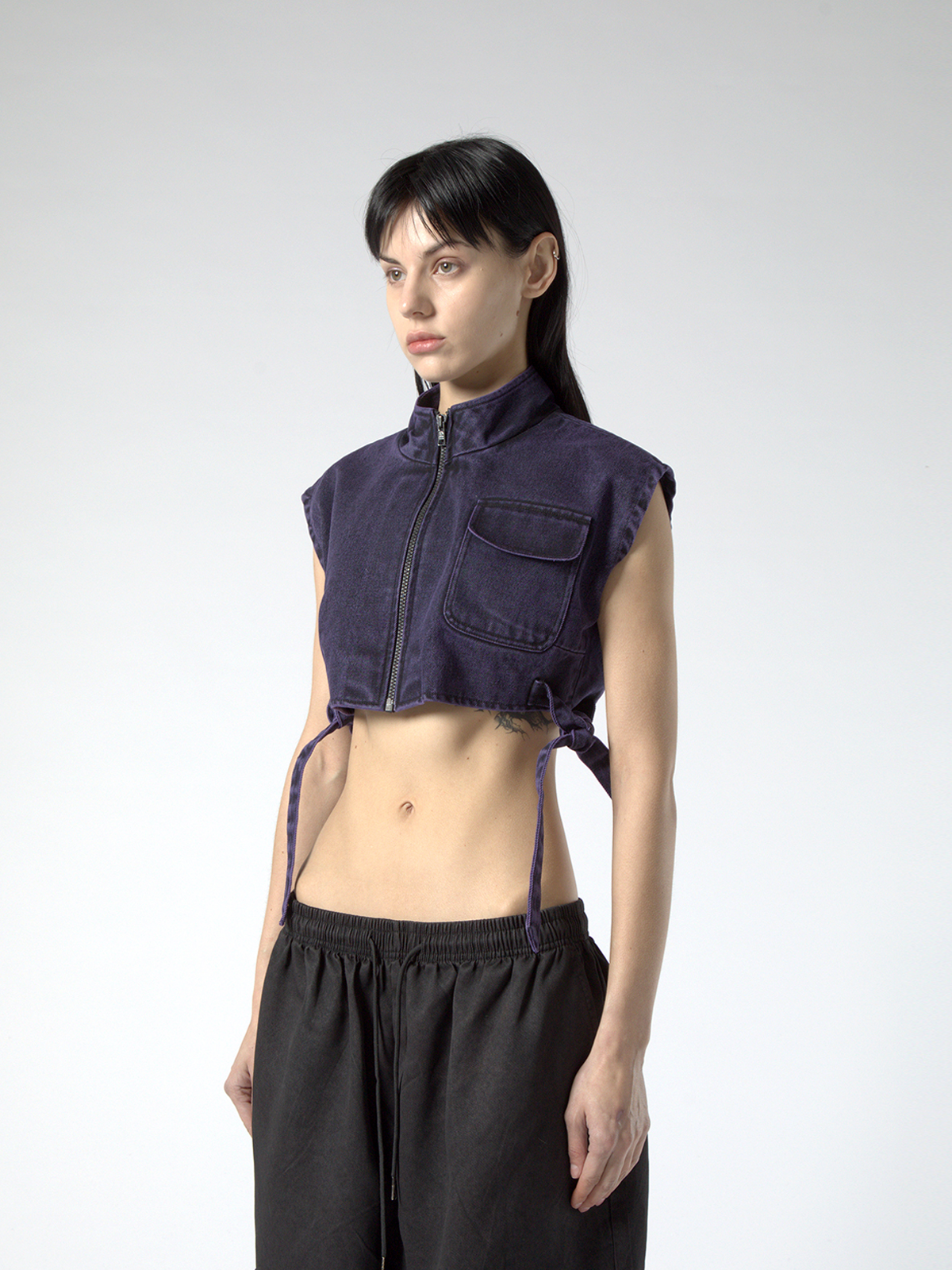 CROPPED PURPLE ZIP VEST