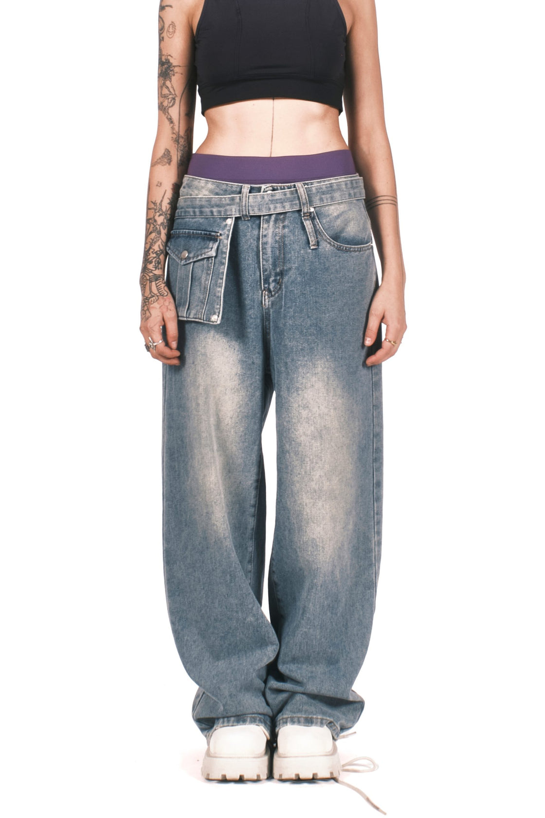 ACID STONE WASH LIGHT BLUE DENIM PANTS