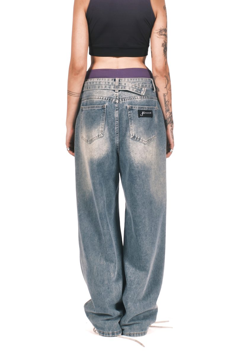 ACID STONE WASH LIGHT BLUE DENIM PANTS