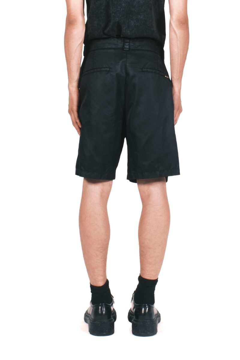 NYLON BLACK DETACHABLE ZIPPER SHORTS