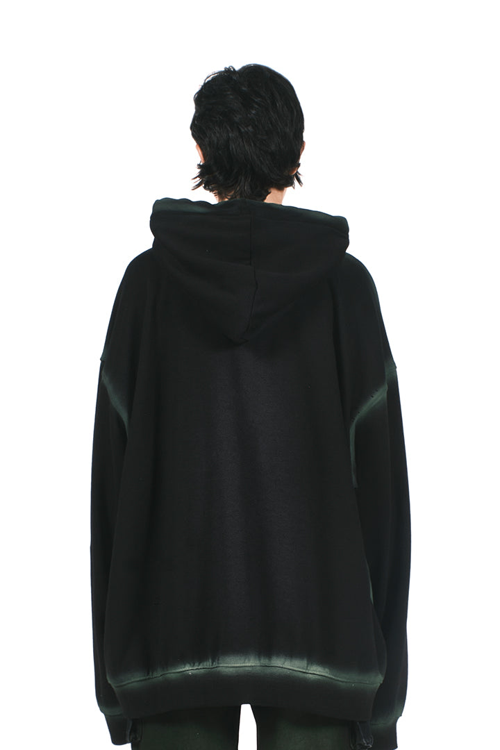 GREEN ACID SPRAY BLACK HOODIE