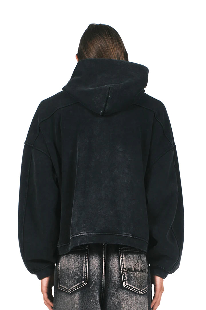 ACID WASH BLACK HOODIE