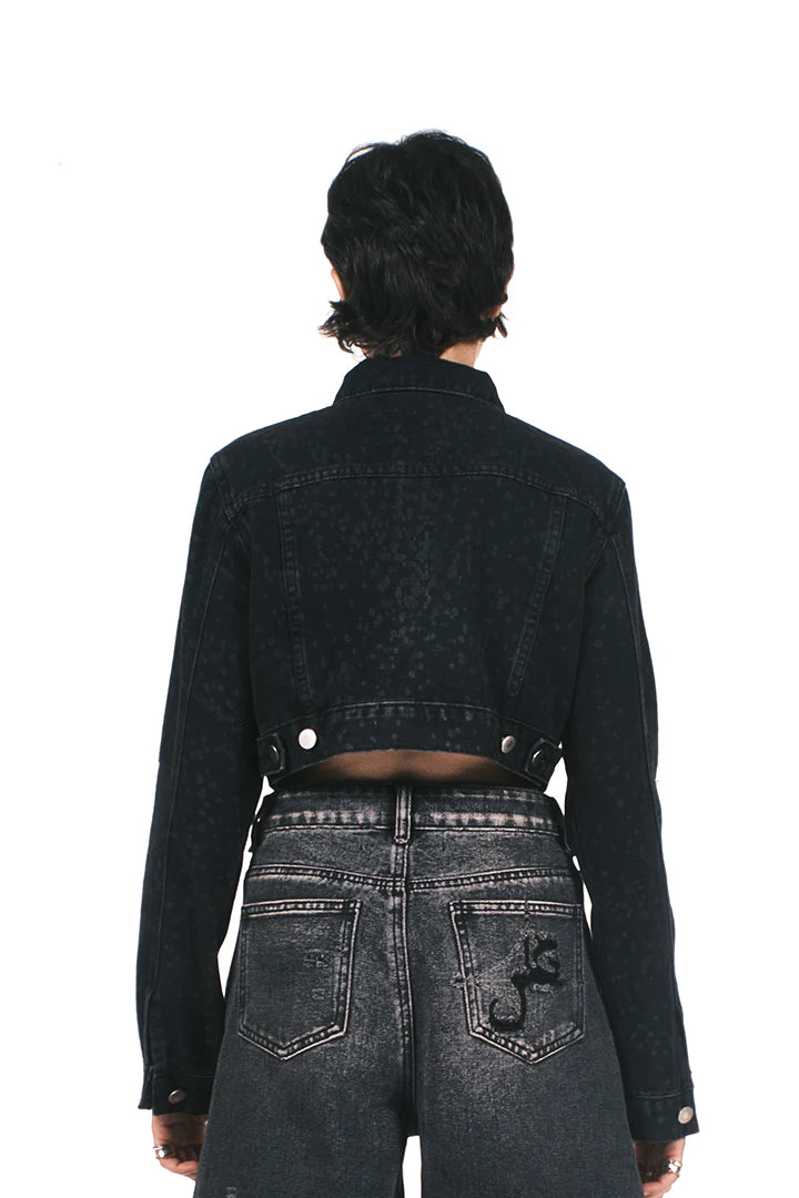 BLACK CROPPED DENIM JACKET