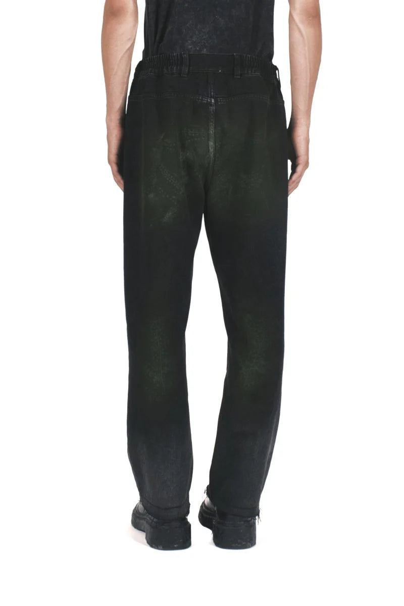 ACID GREEN SPRAY BLACK DENIM PANTS