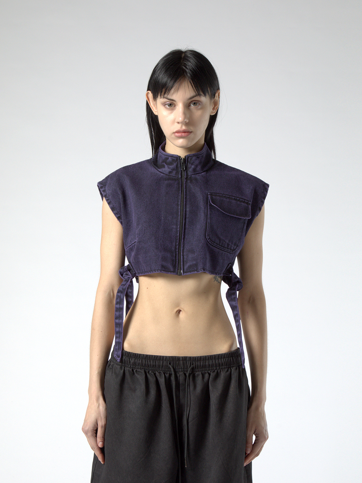 CROPPED PURPLE ZIP VEST