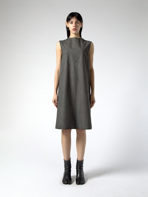 SLEEVELESS WAXED COTTON DRESS