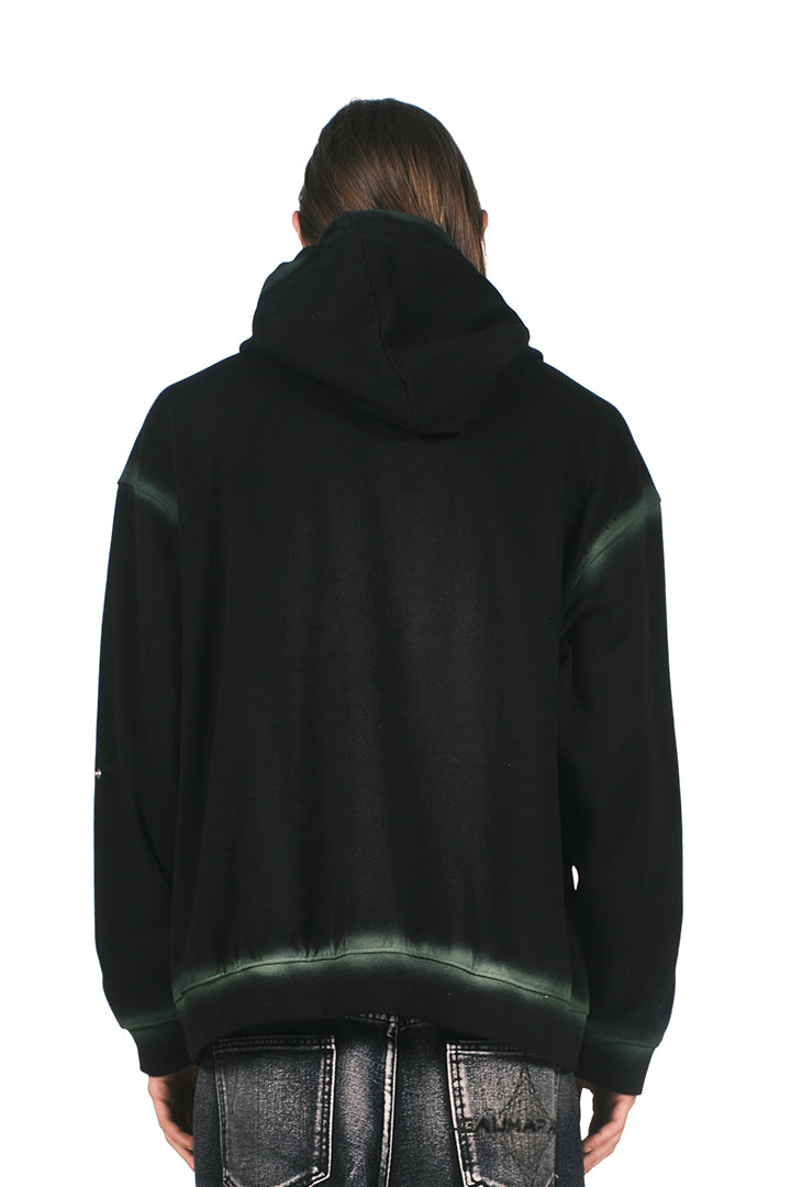 GREEN ACID SPRAY BLACK HOODIE