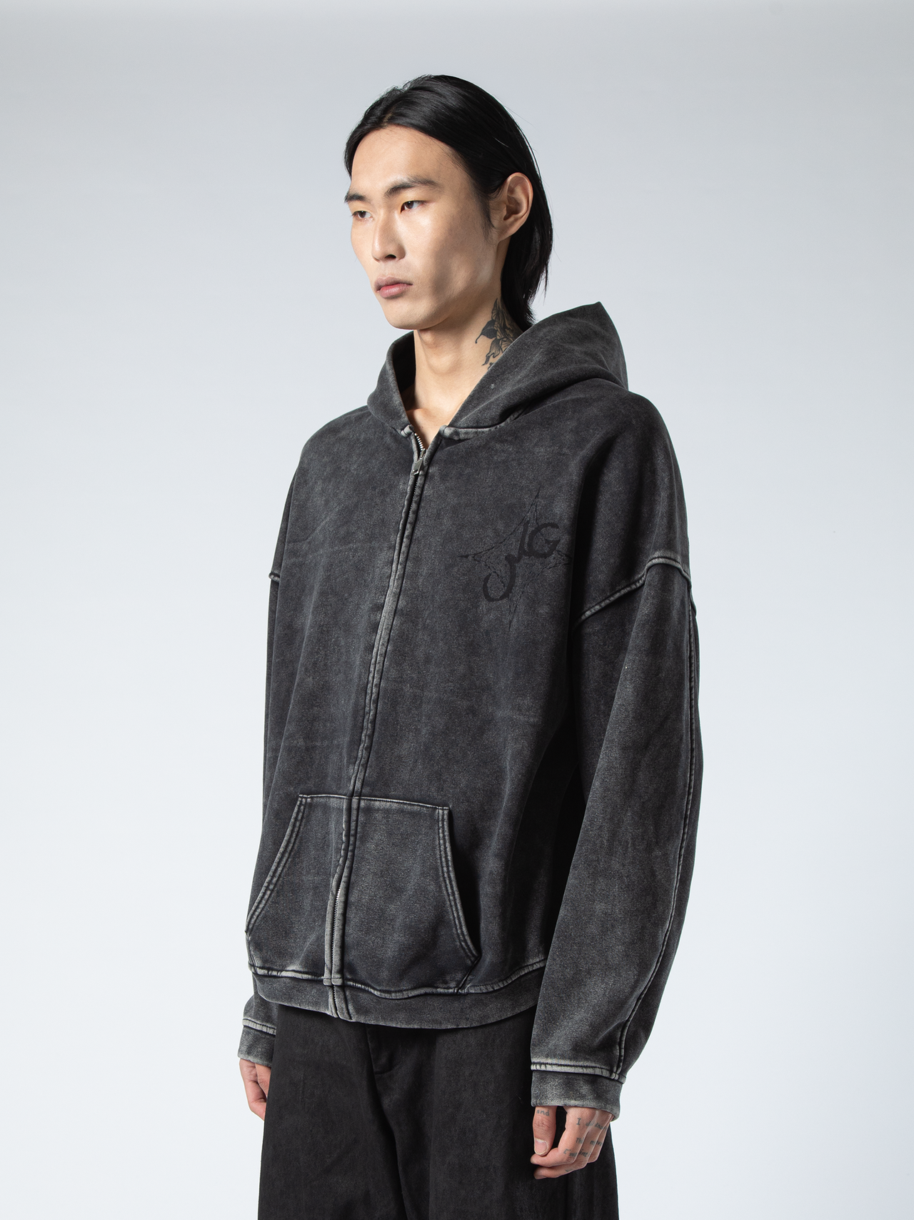 Distressed Washed Zip Hoodie - Edition 01