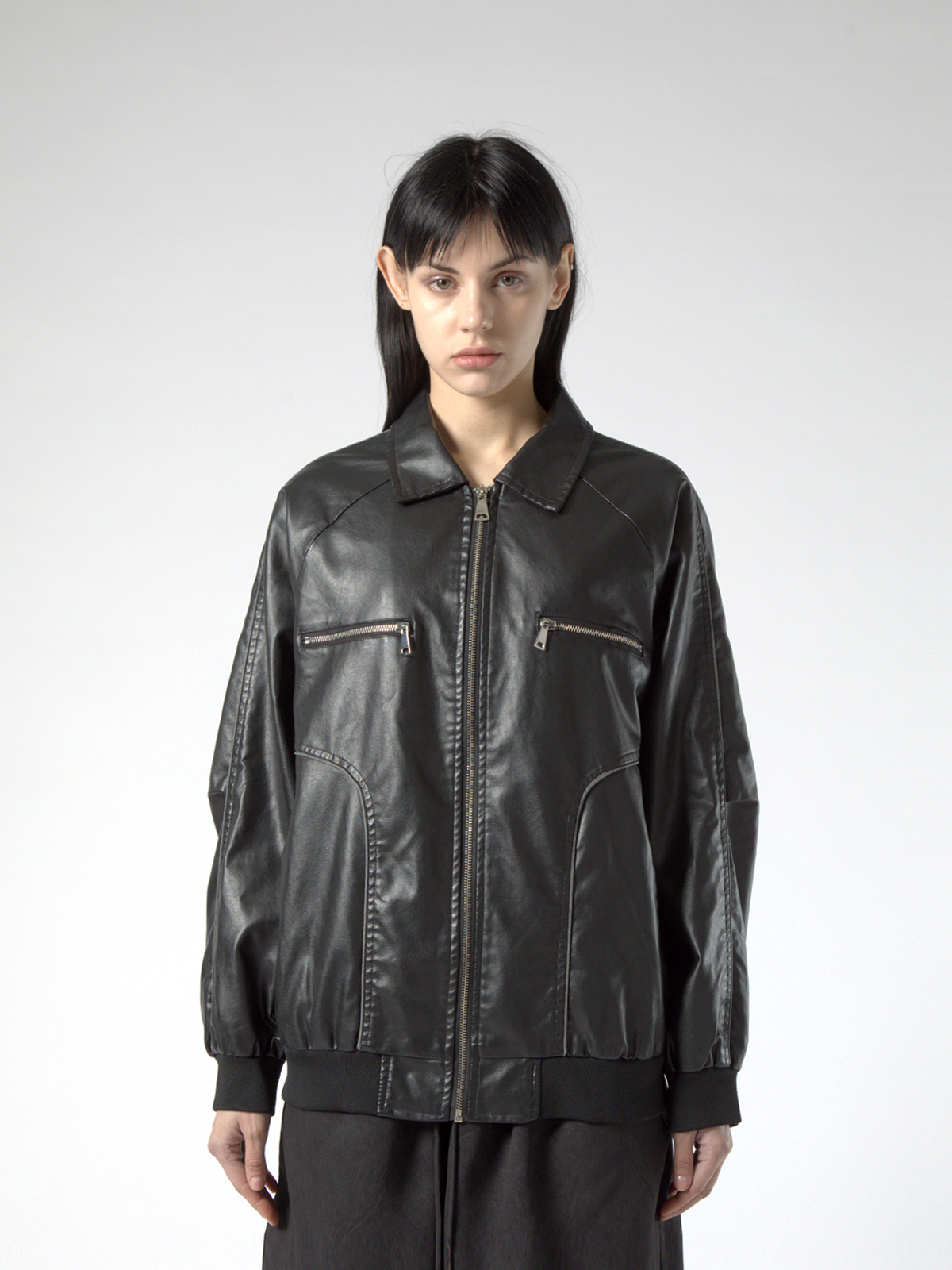 LEATHER ZIP BOMBER