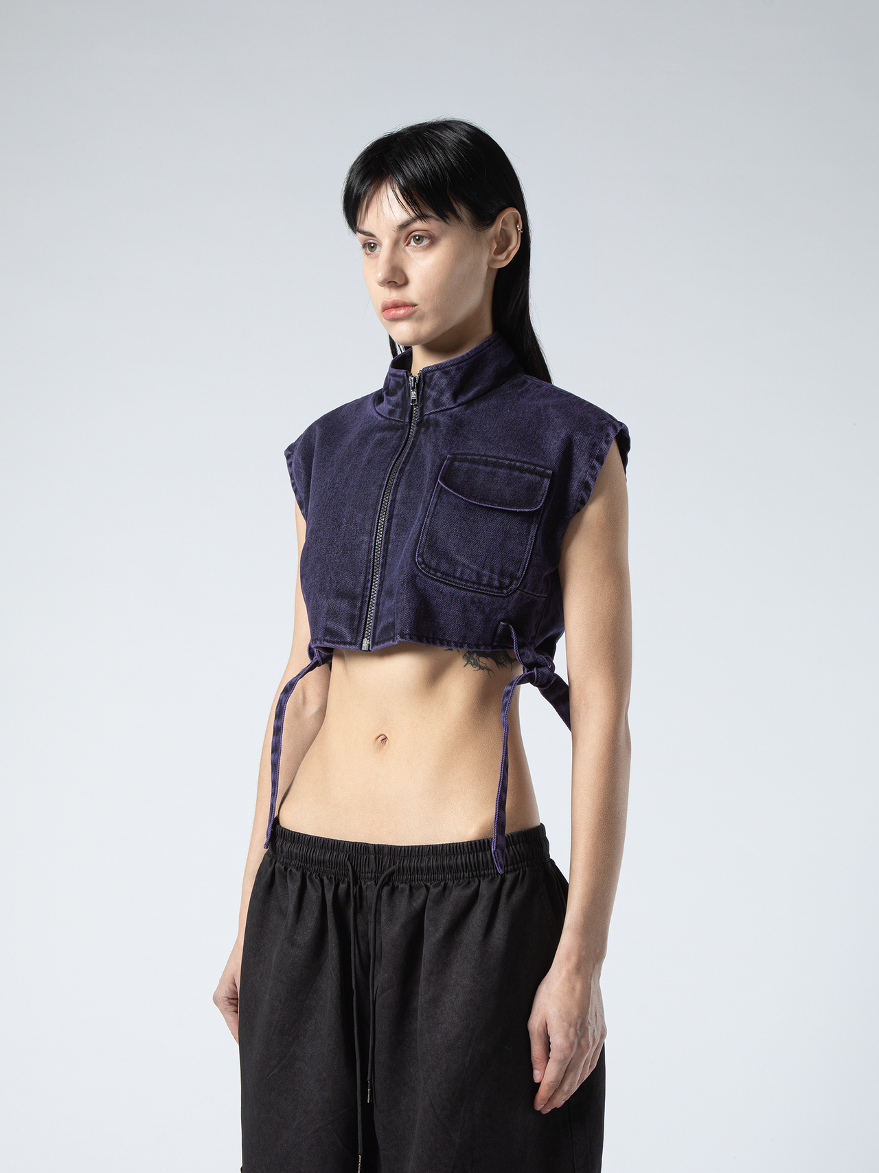 CROPPED PURPLE ZIP VEST