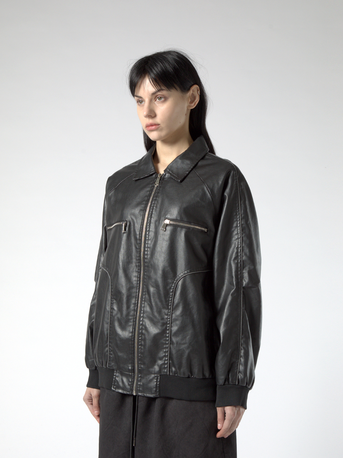 LEATHER ZIP BOMBER