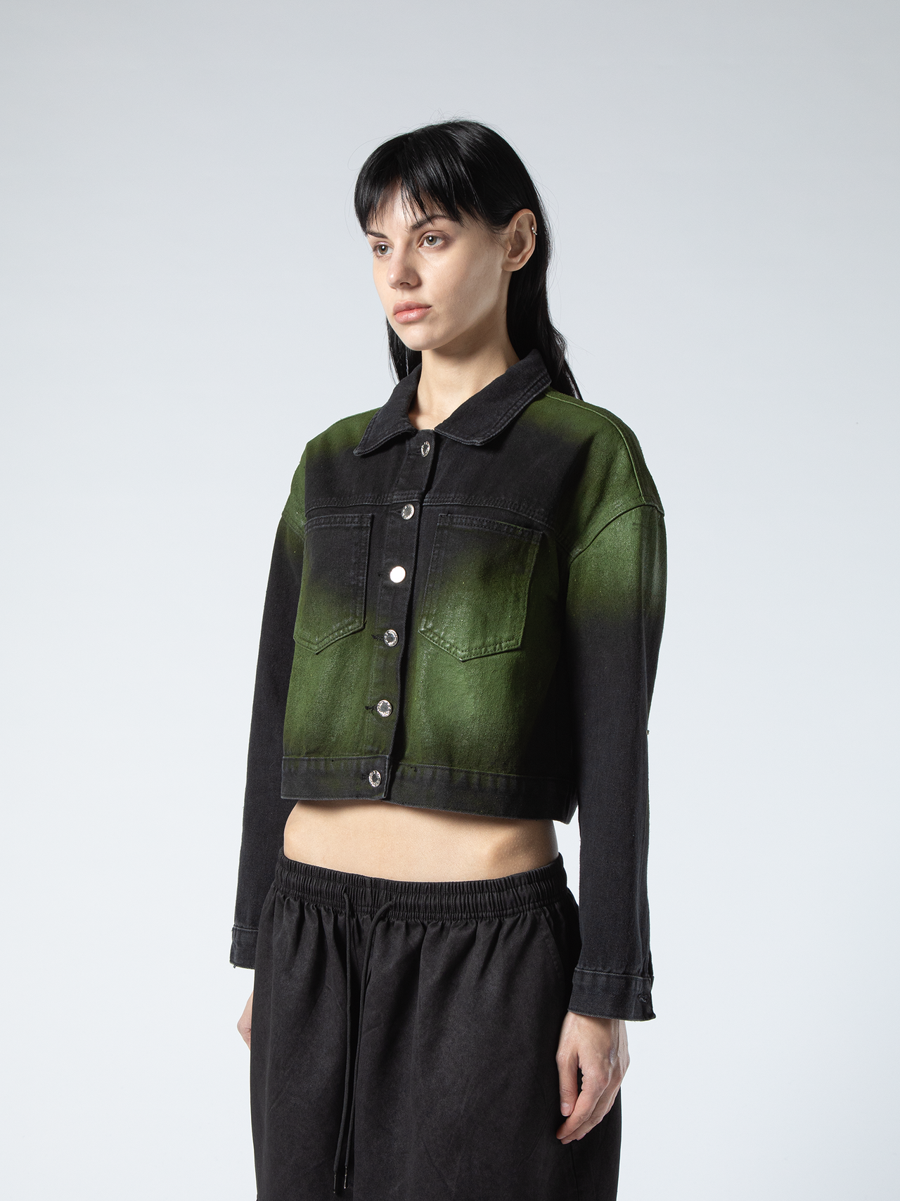 CROPPED GREEN DERMATEX JACKET
