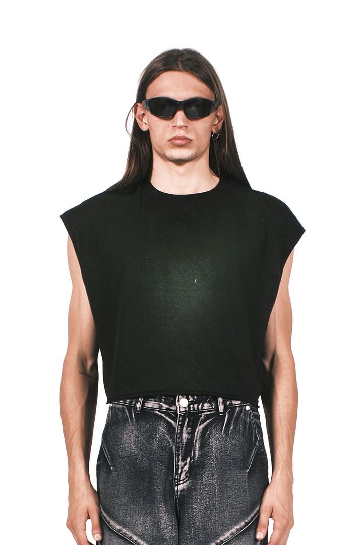 GREEN ACID SPRAY CROPPED TANK TOP