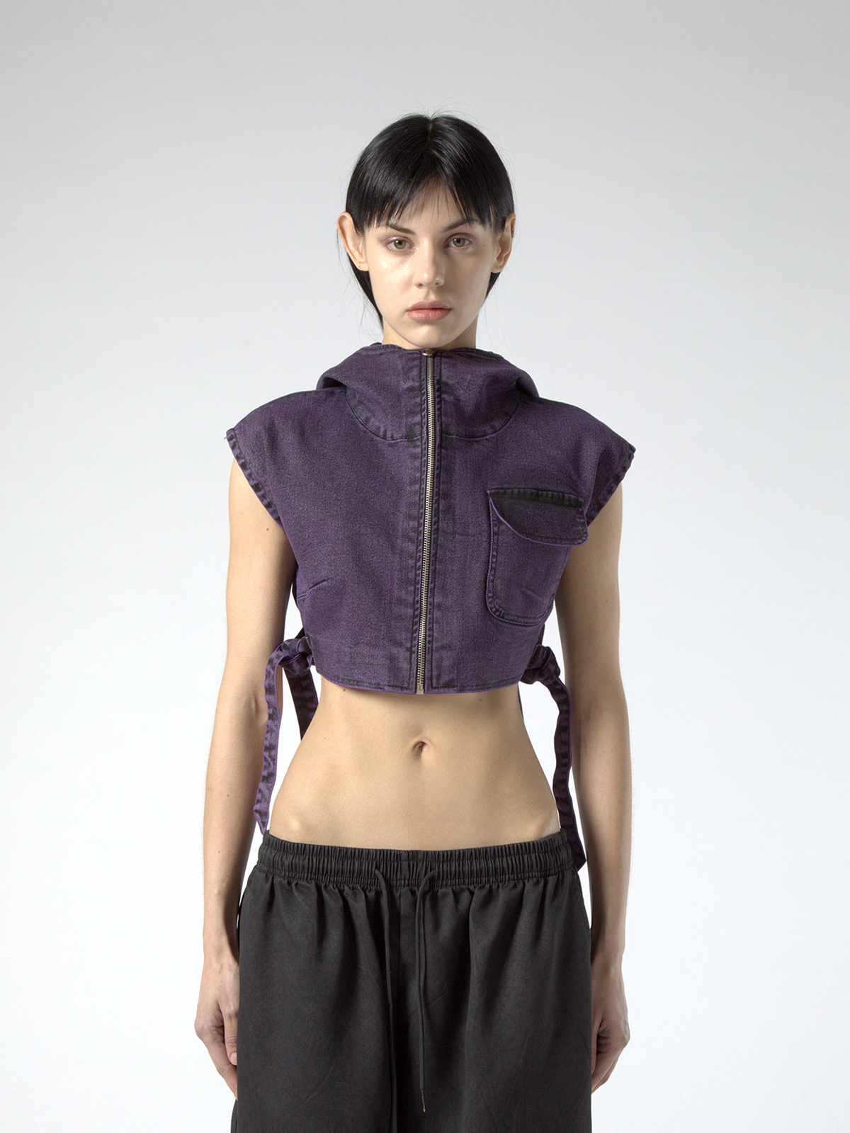 CROPPED PURPLE HOODED VEST
