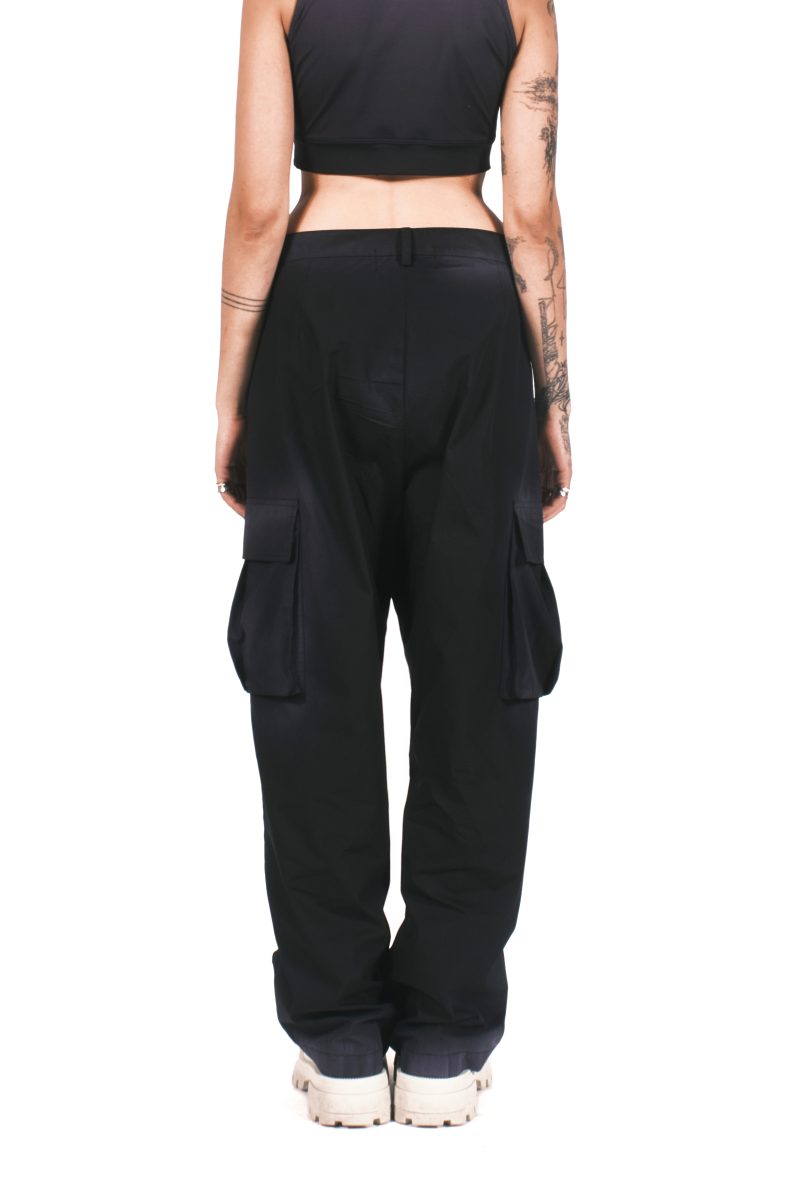 BLACK PURPLE COTTON CARGO PANTS