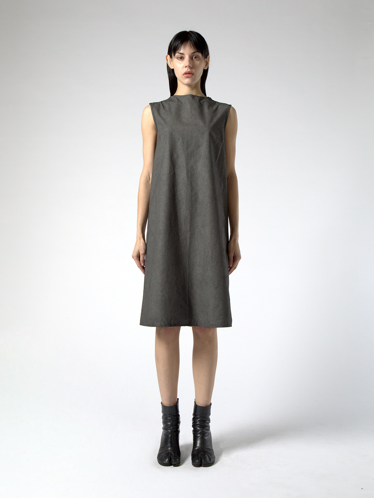 SLEEVELESS WAXED COTTON DRESS