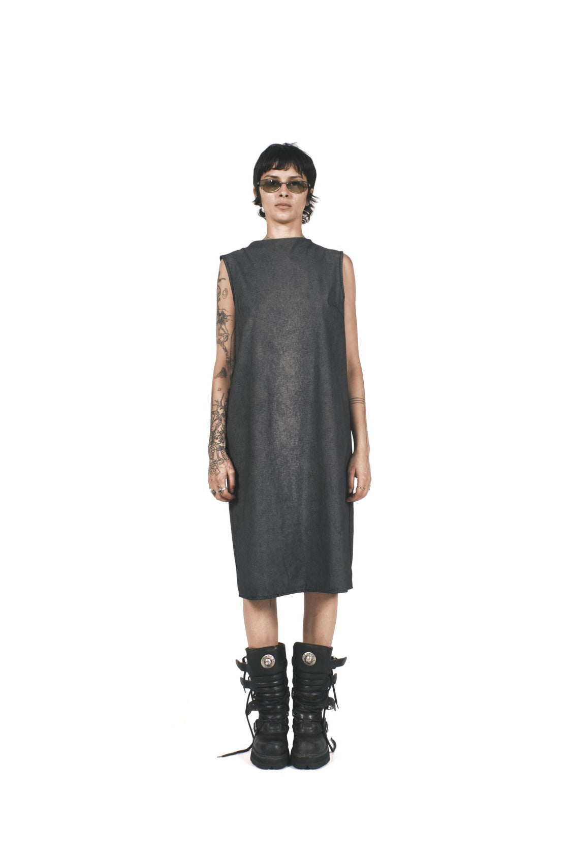 GREY ACID WASH DRESS