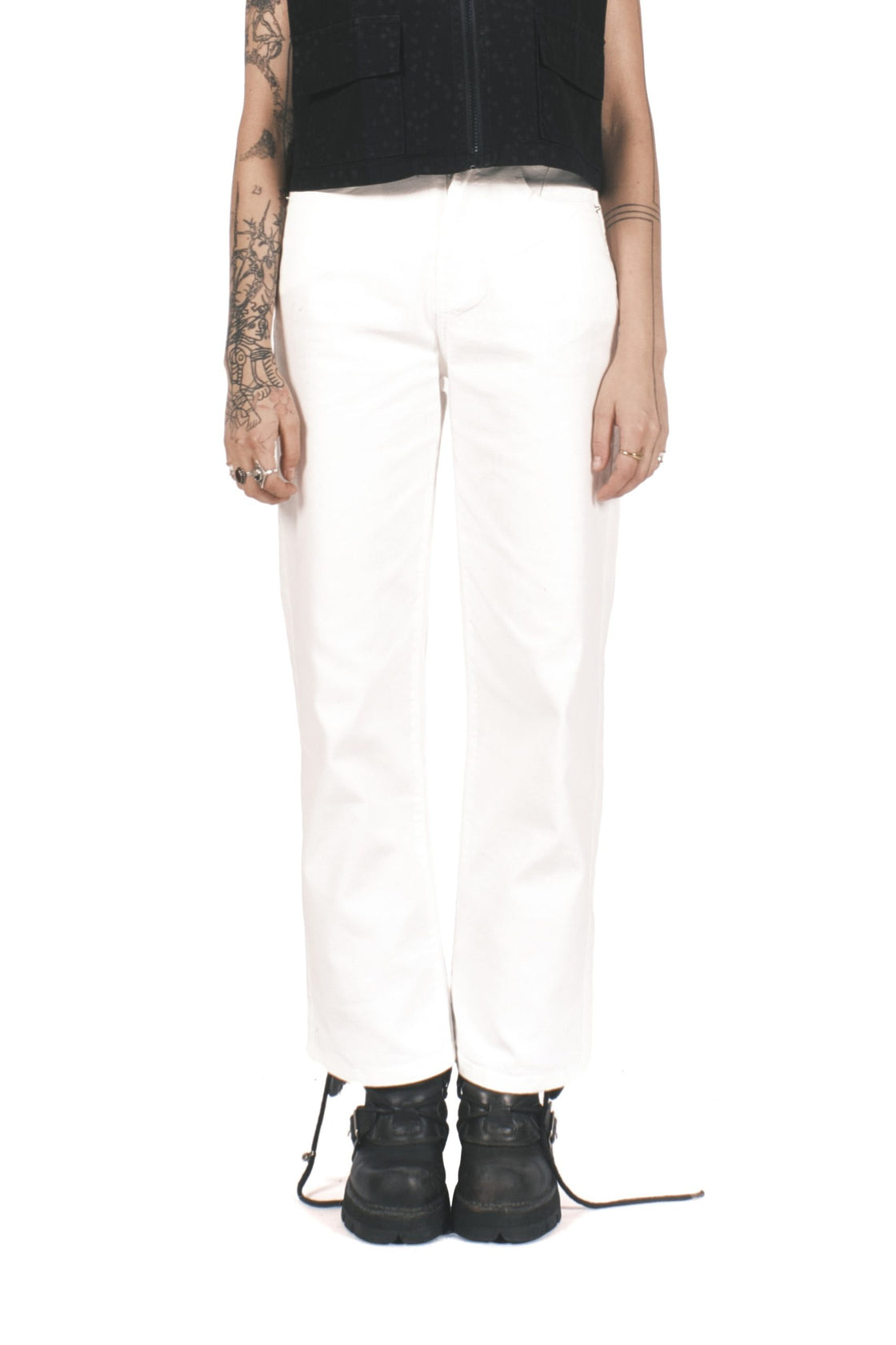 WHITE DENIM COTTON PANTS