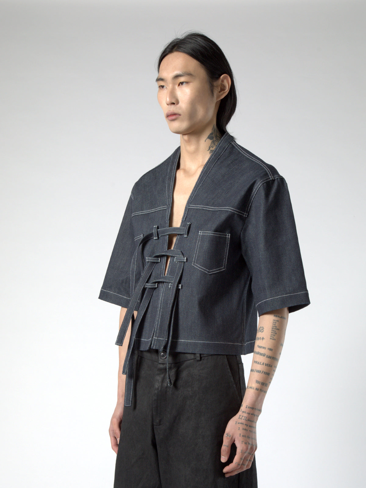 JAPANESE TIE-FRONT DENIM VEST