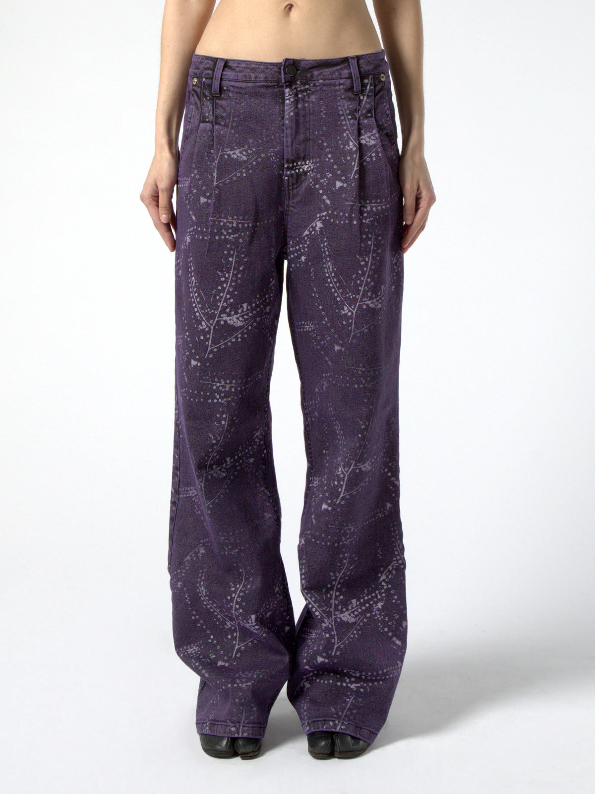 PURPLE LASER PRINT DENIM PANTS
