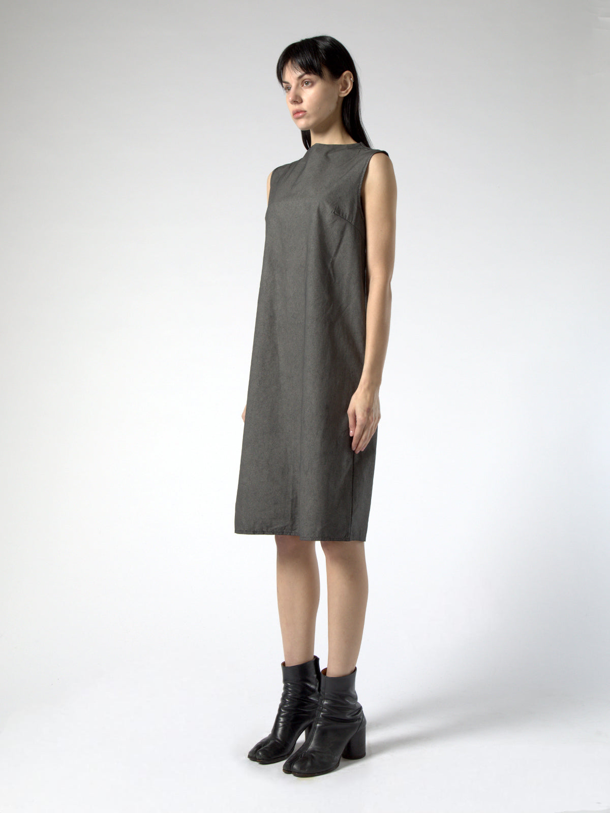 SLEEVELESS WAXED COTTON DRESS