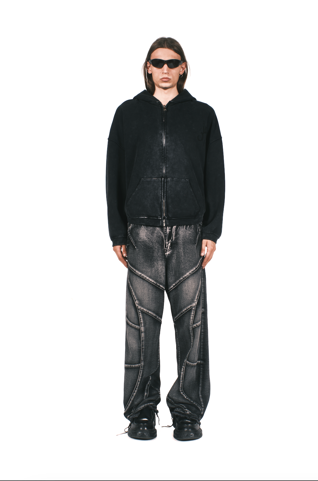 ACID WASH BLACK HOODIE