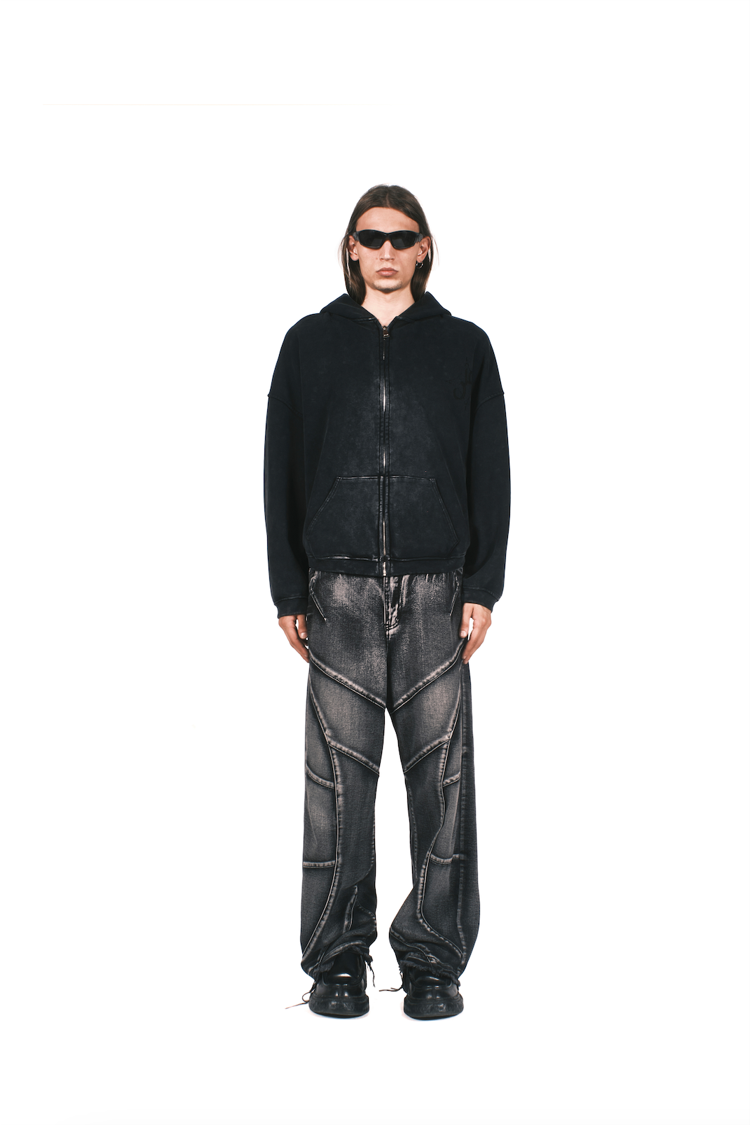 ACID WASH BLACK HOODIE